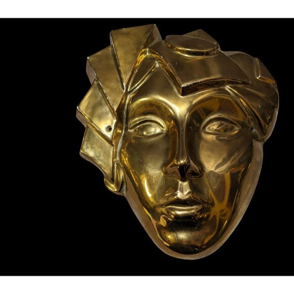 Vintage 80s Gold Masquerade Ceramic Decor Mask Faces - Picture 3 of 12